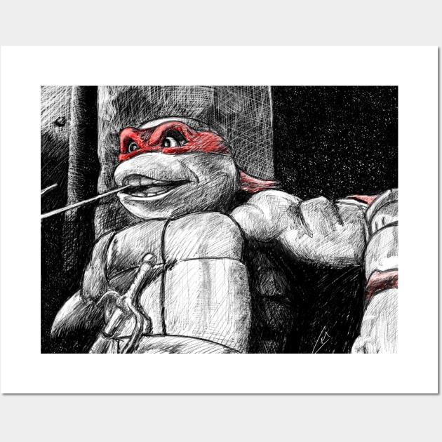 Teenage Mutant Ninja Turtles - Raphael B&W Wall Art by JebMiao